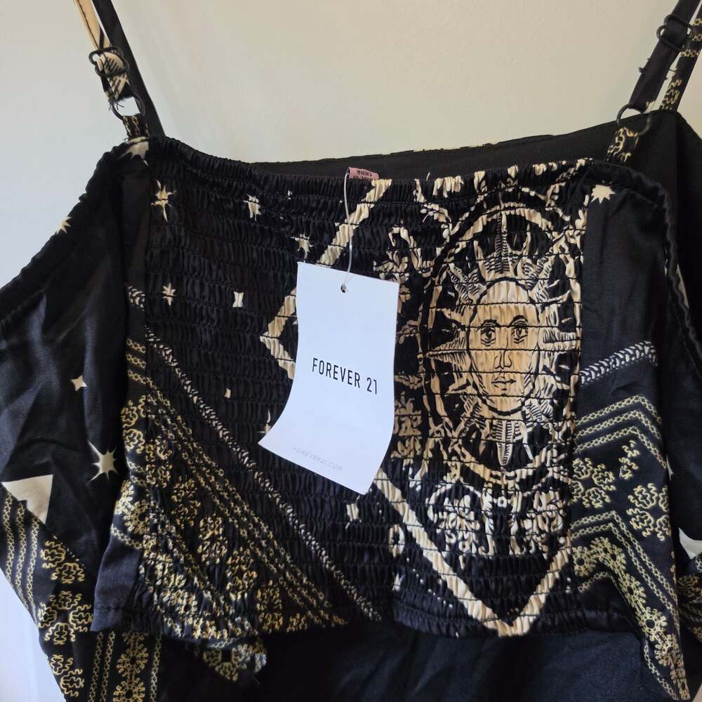 Forever 21 XL Celestial Sun Scarf Print Cami Top Whimsigoth Boho NWT Black - Picture 6 of 9